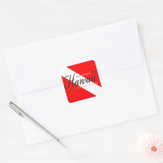Hawaii Duikvlag Vierkante Sticker (Envelop)