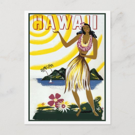 Hawaii, een meisje met een romp, een briefkaart me (Voorkant)