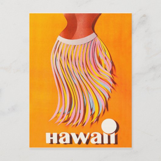 Hawaii, een meisje met een romp, een oud reisje briefkaart (Voorkant)