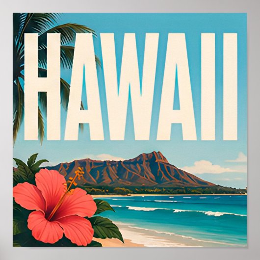 Hawaii Eiland Paradijs Reizen Poster (Voorkant)