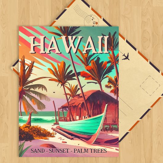 Hawaii eiland tropische zonsondergang palmboom Sou Briefkaart