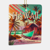 Hawaii eiland tropische zonsondergang palmboom Sou Keramisch Ornament (Rechts)