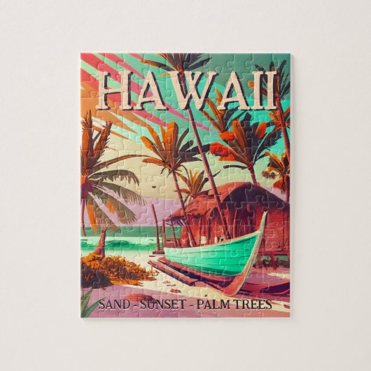 Hawaii eiland tropische zonsondergang palmboom Sou Legpuzzel (Verticaal)