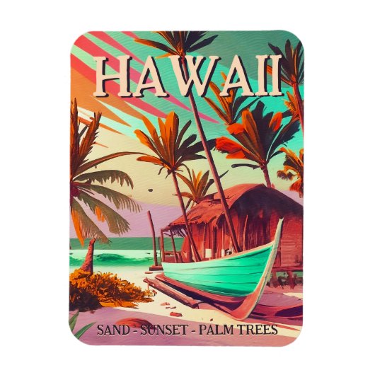 Hawaii eiland tropische zonsondergang palmboom Sou Magneet (Verticaal)