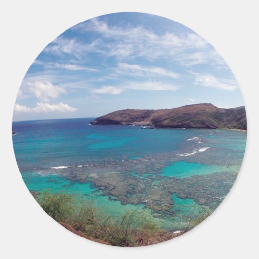 Hawaii eilanden en Hanauma Bay Ronde Sticker (Voorkant)