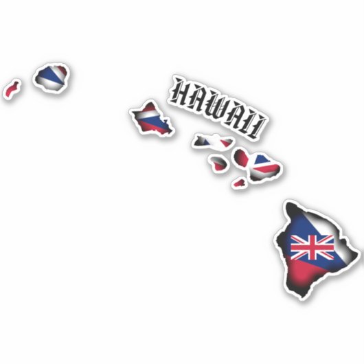 HAWAII EILANDEN HI Vlag BLK Sticker (Voorkant)