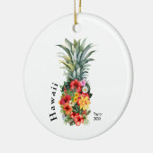 Hawaii familie vakantie foto ananas kerst keramisch ornament (Links)