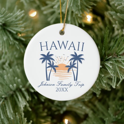 Hawaii Familie Vakantie Kerst Ornament (Boom)