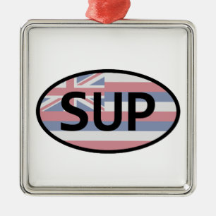 Hawaii Flag Standup Paddling Metalen Ornament