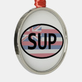 Hawaii Flag Standup Paddling Metalen Ornament (Rechts)