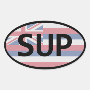 Hawaii Flag Standup Paddling Ovale Sticker