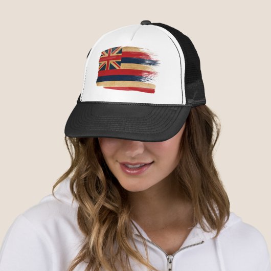 Hawaii Flag Trucker Hat Pet (In situ)