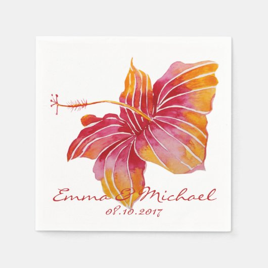 Hawaii Flower Gepersonaliseerde Trouwpapier Servet (Voorkant)