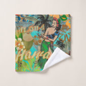Hawaii Flower Hula Floral Graphic Bad Handdoek (Wasdoekje)
