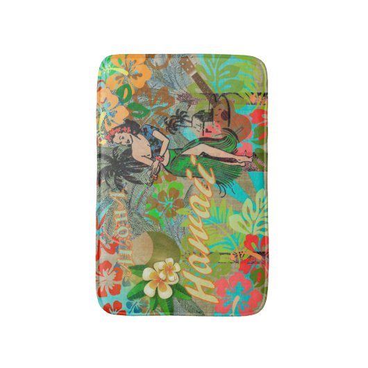 Hawaii Flower Hula  Floral Graphic Badmat (Voorkant Verticaal)