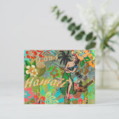 Hawaii Flower Hula  Floral Graphic Briefkaart (Staand voorkant)