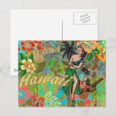 Hawaii Flower Hula  Floral Graphic Briefkaart (Voorkant / Achterkant)
