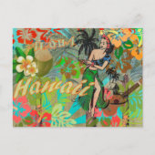 Hawaii Flower Hula  Floral Graphic Briefkaart (Voorkant)