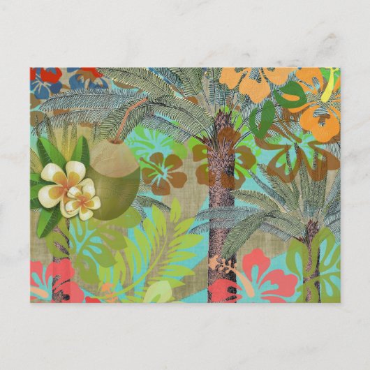Hawaii Flower Hula  Floral Graphic Briefkaart (Voorkant)
