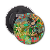 Hawaii Flower Hula  Floral Graphic Button Flesopener (Voorkant)