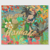 Hawaii Flower Hula  Floral Graphic Cadeaupapier (Vlak)
