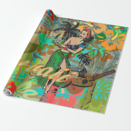 Hawaii Flower Hula  Floral Graphic Cadeaupapier