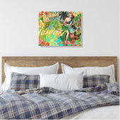 Hawaii Flower Hula  Floral Graphic Canvas Afdruk (Insitu (Slaapkamer))