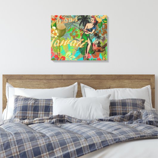 Hawaii Flower Hula  Floral Graphic Canvas Afdruk (Insitu (Slaapkamer))