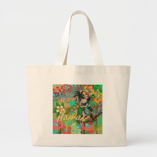Hawaii Flower Hula  Floral Graphic Grote Tote Bag (Voorkant)