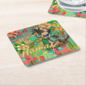 Hawaii Flower Hula  Floral Graphic Kartonnen Onderzetters (Schuin)