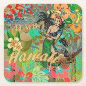 Hawaii Flower Hula Floral Graphic Kartonnen Onderzetters (Voorkant)