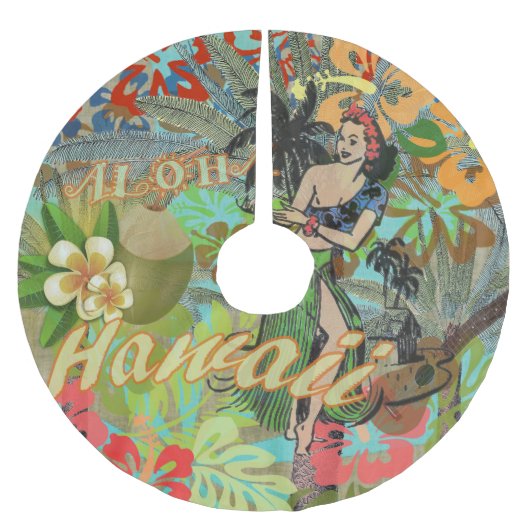 Hawaii Flower Hula  Floral Graphic Kerstboom Rok (Voorkant)