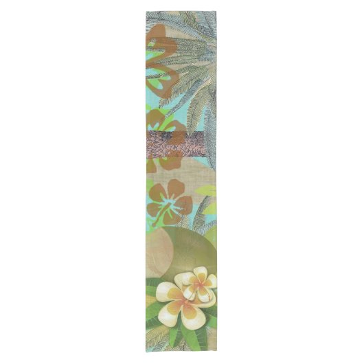 Hawaii Flower Hula  Floral Graphic Korte Tafelloper (Voorkant)