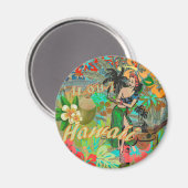 Hawaii Flower Hula  Floral Graphic Magneet (Voorkant / Achterkant)