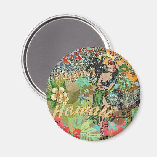 Hawaii Flower Hula  Floral Graphic Magneet (Voorkant / Achterkant)