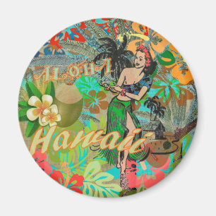 Hawaii Flower Hula  Floral Graphic Magneet