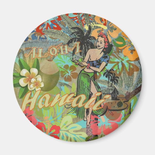 Hawaii Flower Hula  Floral Graphic Magneet (Voorkant)