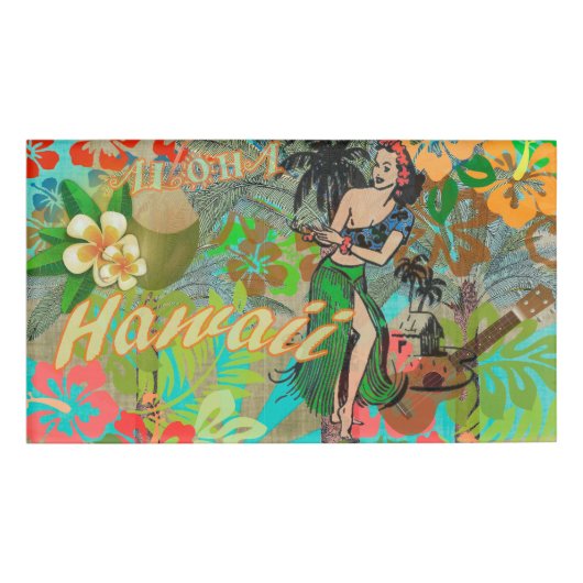 Hawaii Flower Hula  Floral Graphic Naambadge (Voorkant)