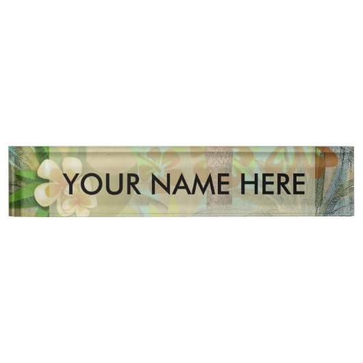 Hawaii Flower Hula  Floral Graphic Naambordje (Voorkant)