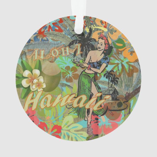 Hawaii Flower Hula  Floral Graphic Ornament (achterkant)