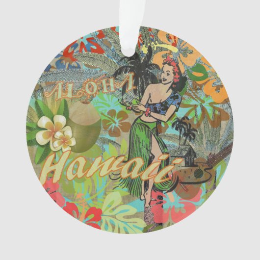 Hawaii Flower Hula Floral Graphic Ornament (voorkant)