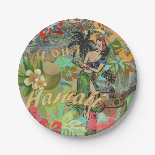 Hawaii Flower Hula Floral Graphic Papieren Bordje (Voorkant)