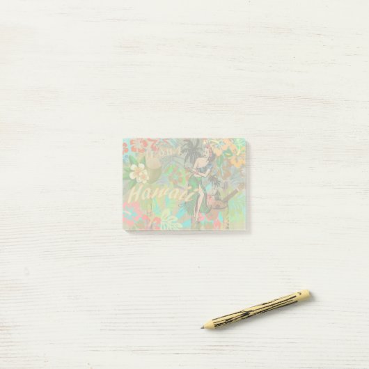 Hawaii Flower Hula  Floral Graphic Post-it® Notes (Op bureau)