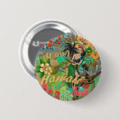 Hawaii Flower Hula  Floral Graphic Ronde Button 5,7 Cm (Voorkant /achterkant)