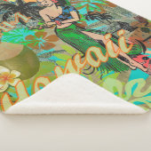 Hawaii Flower Hula  Floral Graphic Sherpa Deken (3/4)