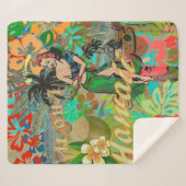 Hawaii Flower Hula  Floral Graphic Sherpa Deken (Voorkant (horizontaal))