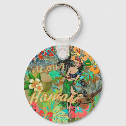 Hawaii Flower Hula Floral Graphic Sleutelhanger (Voorkant)
