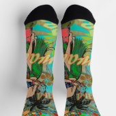 Hawaii Flower Hula  Floral Graphic Sokken (Top)