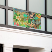 Hawaii Flower Hula  Floral Graphic Spandoek (Buitenkant Gebouw)