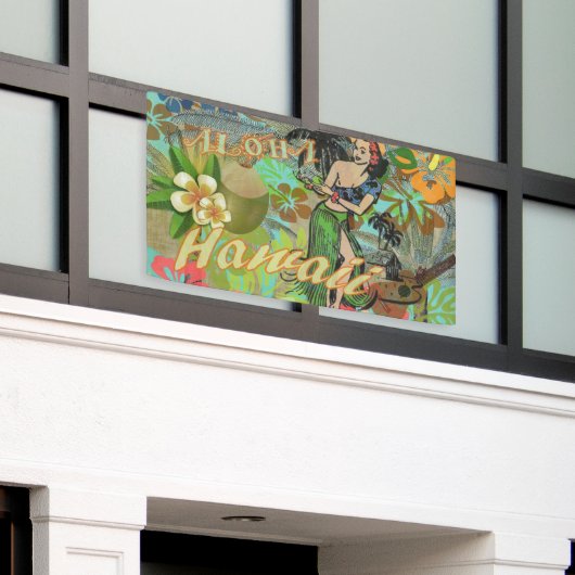 Hawaii Flower Hula Floral Graphic Spandoek (Buitenkant Gebouw)